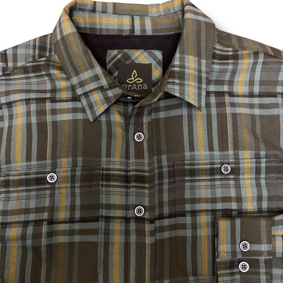 Prana Men's Medium‎ Button Long Sleeve Plaid Shirt - Picture 1 of 6